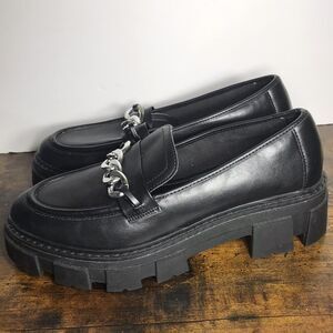 Y2K No Boundaries Womens 9 Black Chunky Platform Lug Loafers Goth Punk Shoes